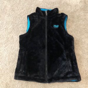 Fila Sport Reversible Black & Aqua Fleece Vest